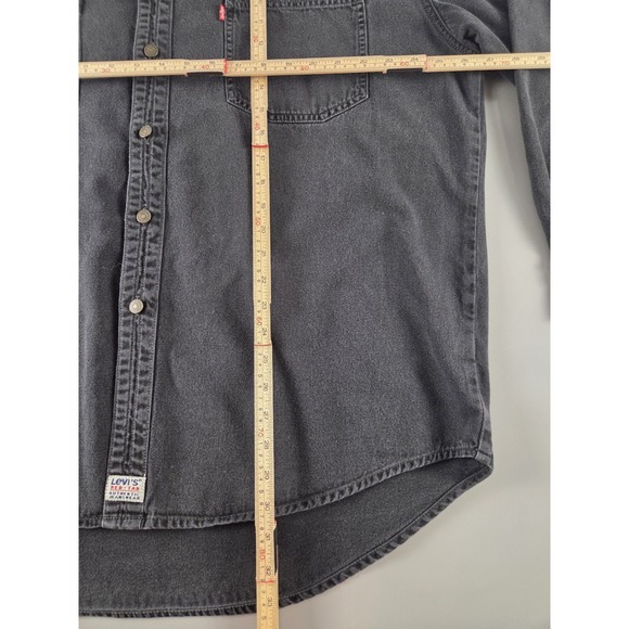 Levi's Denim Shirt XL Button Up Black Fade Workwear Y2K Vintage Style Cotton - Picture 6 of 6